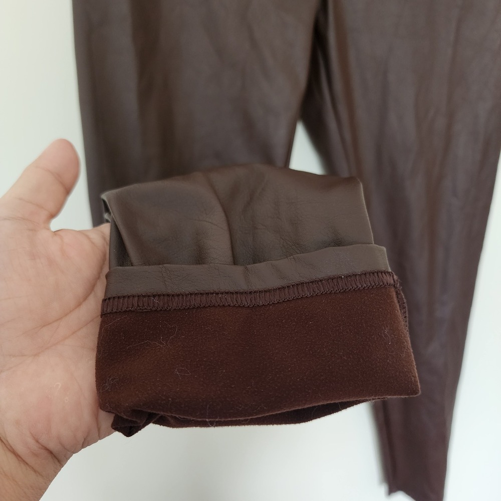 OFFLINE by Aerie Real Luxe Faux Leather High Rise Leggings Brown Womens Large - Picture 9 of 12